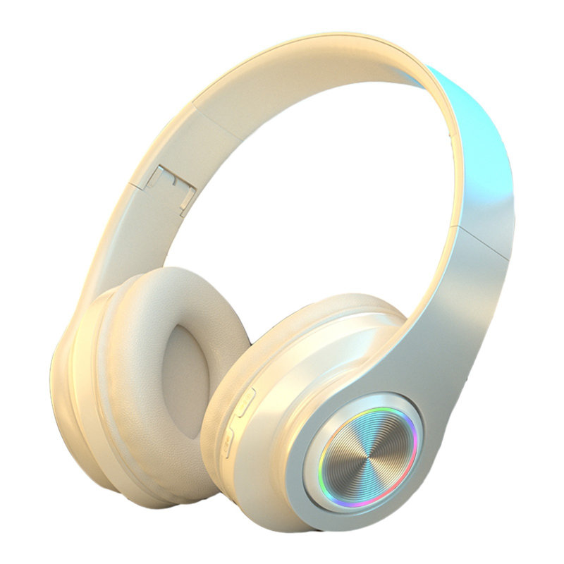 Casque d'écoute sans fil Bluetooth avec caisson de basses, casque d'écoute Bluetooth avec lumière DEL 5,2 pour la musique, les jeux et les sports