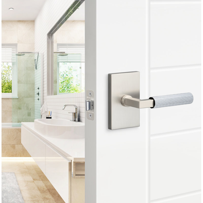 Levanto Passage Rosette, Straight Knurled Grip, Matte Black/Satin Nickel