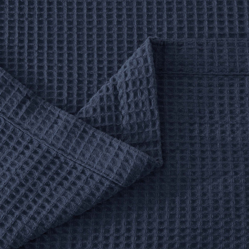Couverture 100% coton tissé gaufré, Simple, Bleu marine