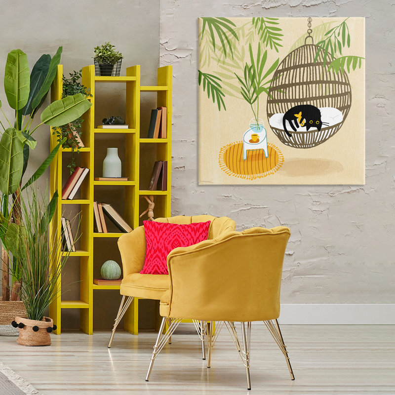 «Sleepy Cats on Porch Swing», art mural sur toile par Leeza Hernandez, H 36 po x l 36 po