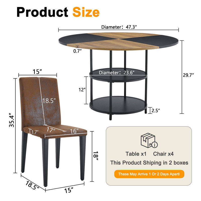 Modern Dining Set with Round Table, 4