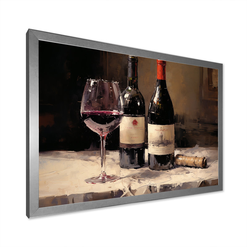 Claret Claret sur toile, Cadre simple argenté, H 30 po x l 40 po x P 1,5 po