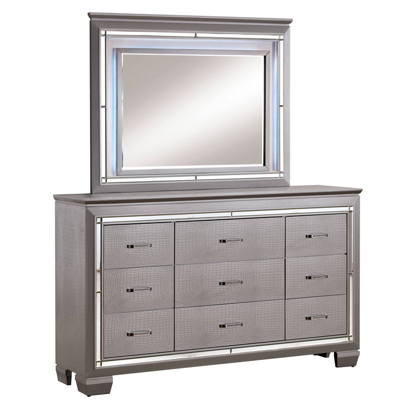Sidney Wood Wall Mirror, Silver