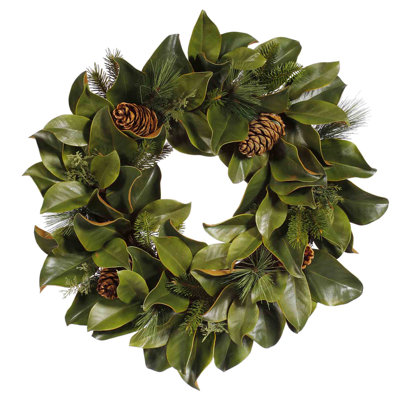Faux Magnolia Polyester 24'' Wreath