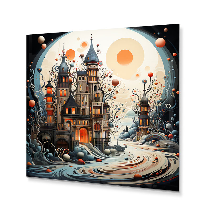 Dreamy Castle II - Castles Metal Wall Decor, 16" H x 16" W x 1" D