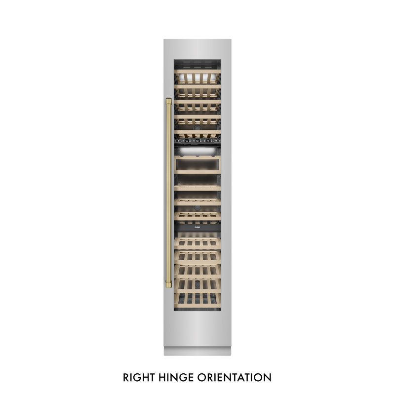 ZLINE Autograph 18 in. Stainless Steel 68 Bottle Right Hinge Column Wine Cooler with Black Accents, Bronze, Left Handed