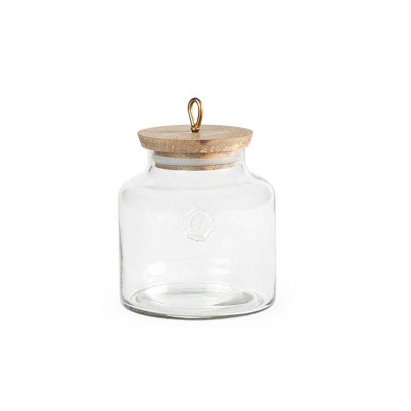Pot en verre Madin avec couvercle en bois - Contenant de rangement élégant de 700 ml pour la cuisine et la maison, hermétique et polyvalent