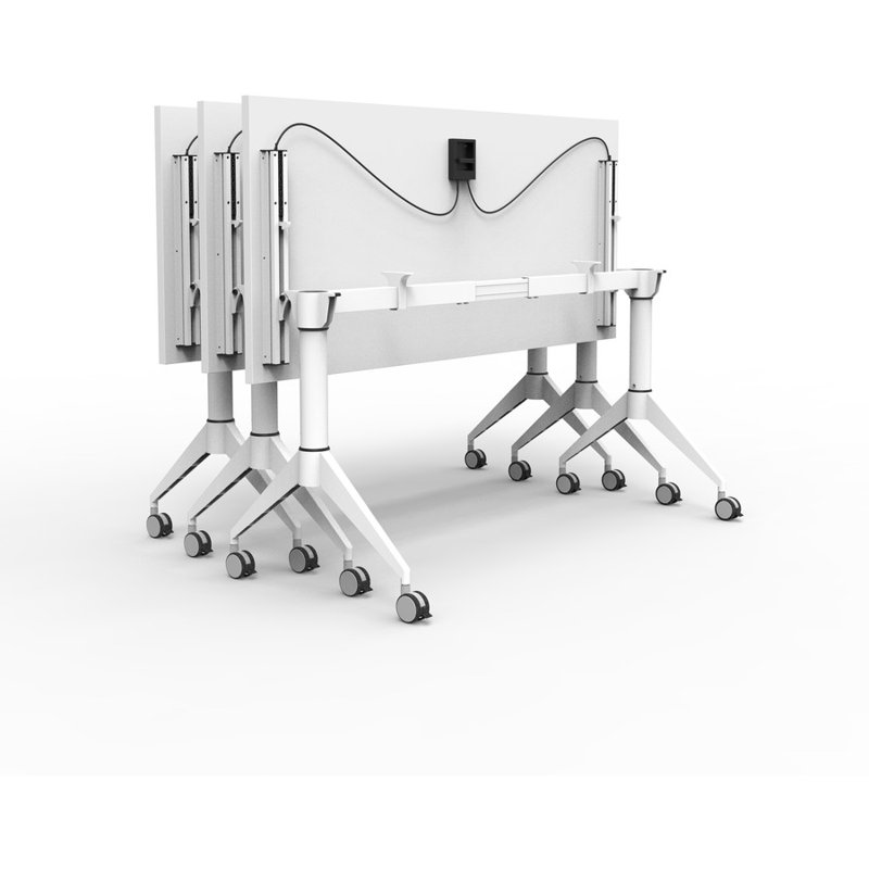 White Adjustable Folding Training Table Base with Casters