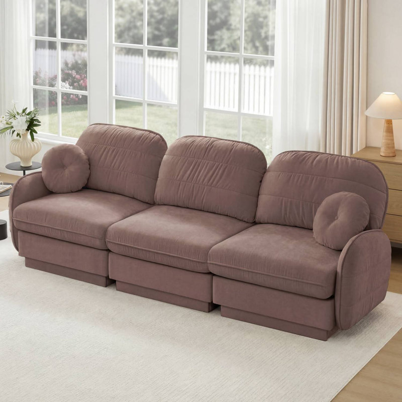 Canapé en chenille Cloud, H 37,4 po x l 105,1 po x P 33,4 po, Rose poussière