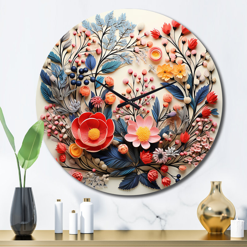 Horloge murale beige et orange, Grand