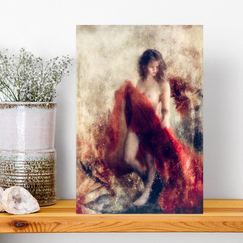 Sensual Red Drape Abstract Classic Delicate Portrait Wall Art Print 1 Piece Wrapped Canvas Wall Art, 45.72cm H x 30.48cm W