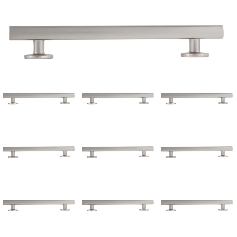 Flynn 5-1/2" Center to Center Satin Nickel Bar Drawer Pull Multipack, Satin Nickel, 5.5"