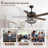 52" 5 - Blade Black/Brown Modern Farmhouse Indoor Ceiling Fan With Crystal Accents