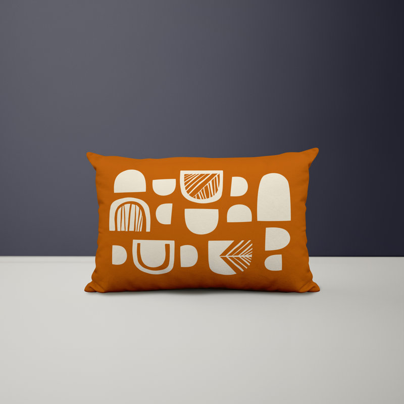 Polyester / Mélange de polyester Housse de coussin rectangulaire intérieure / extérieure lombaire et insert, Orange