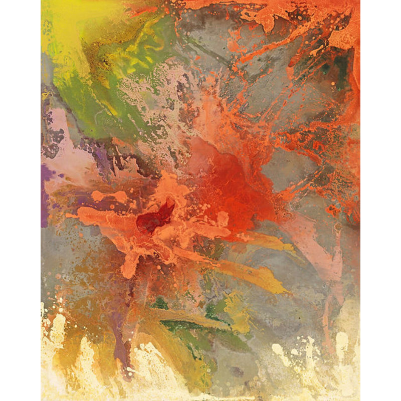 Coral Burst II Painting, Black Framed