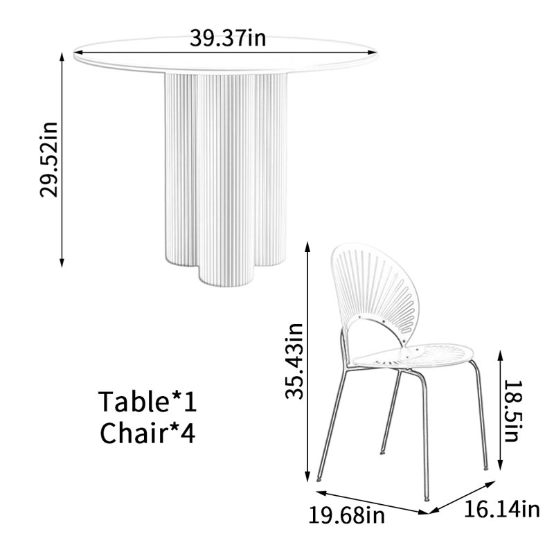 Ensemble de table ronde Simple, H 29,52 po x L 39,37 po x l 39,37 po