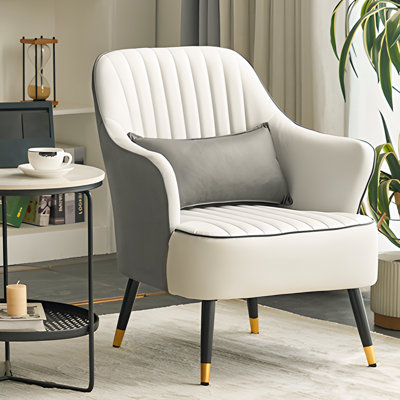 Menisha Modern Upholstered Accent Chair with Pillow, Mid Back Single Sofa Armchair for Living Room, Bedroom and Home Office