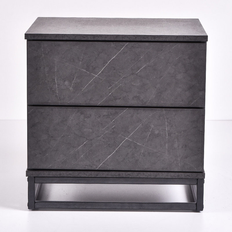 Bloomsbury 50 cm W Bedside Table, Black/Grey Stone