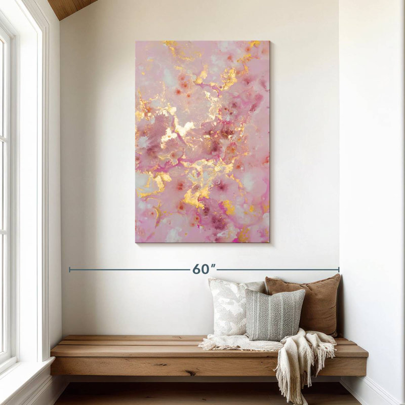 Avery rosé et or abstrait, H 45 po x l 30 po
