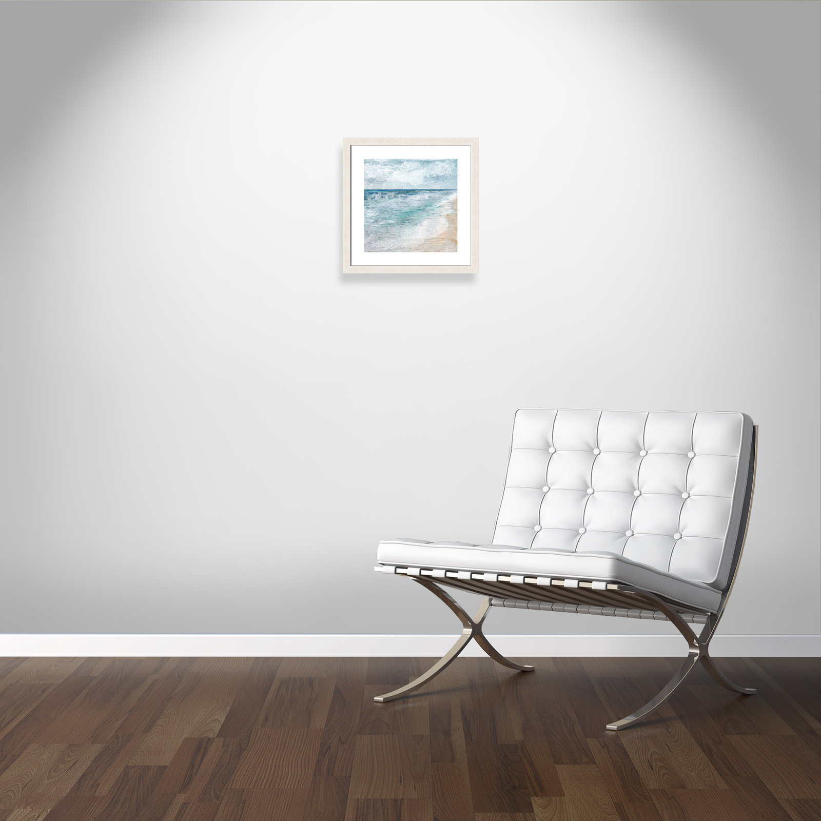 Basel "Shore Walk" Print, White Woodgrain, 17.5" H x 17.5" W x 1.13" D