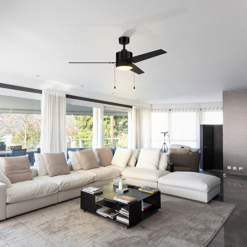 Ventilateur de plafond 52 po avec lumières DEL, Noir