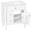 Meuble-lavabo avec lavabo, armoire de salle de bain autoportante avec tiroir rabattable et tablette réglable, structure en bois d'hévéa massif, panneaux de fibres à densité moyenne et poignées en métal-590192106-590192105
