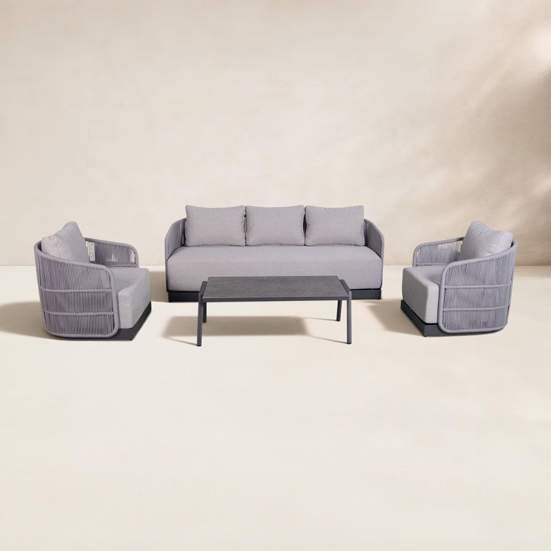 Piazza 4 Piece Seating Group with Cushions, Gray