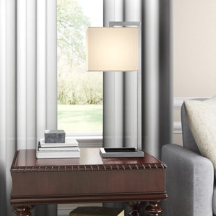 Nickel Plated Accent Table Lamp With Frosted Bell Lamp Shade