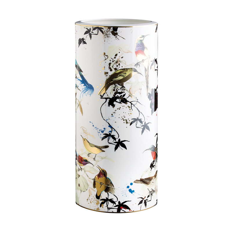 Vase GARDEN'S BIRDS, 7.75" H x 3.75" W x 3.75" D