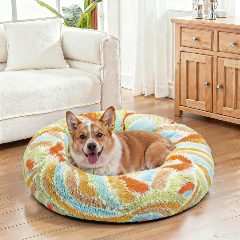 Lit pour chien et chat doux et apaisant, lit douillet en fausse fourrure moelleuse et confortable 