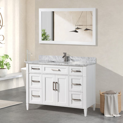 Lachine 48'' Single Bathroom Vanity with Carrara Marble Top