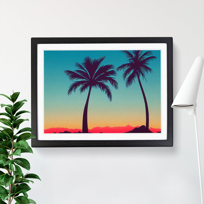 Cool Palm Trees - Framed Print, Black, 25cm H x 34cm W x 2cm D