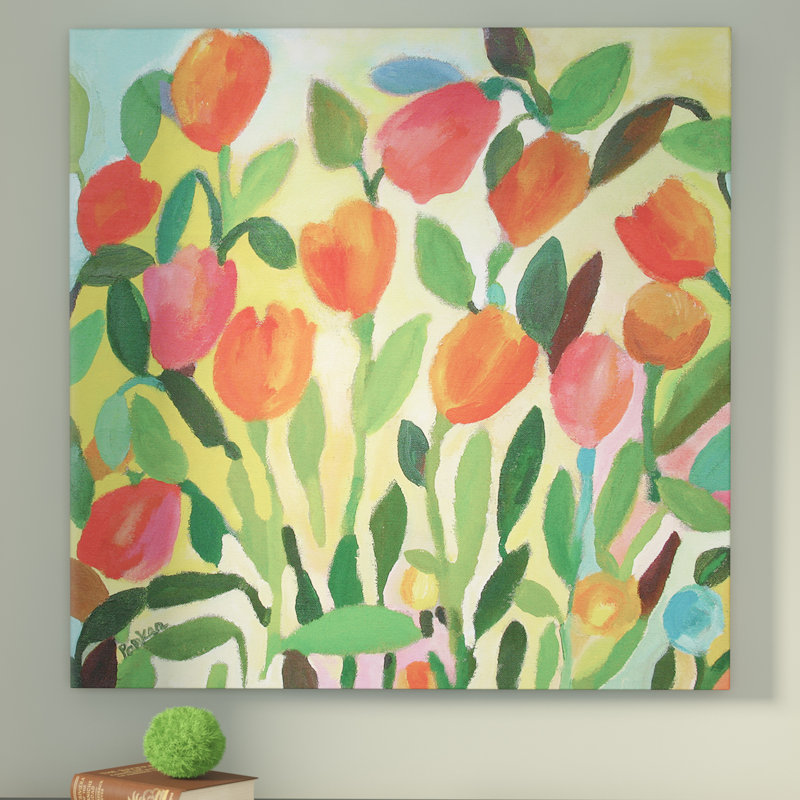 « tulip jardin », reproduction d’art sur toile, H 12 po x l 12 po x P 1,5 po