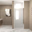 Porte de douche pivotante 31-30 "x 72", Expl. Verre à l'épreuve, demi-cadre, poignée en acier inoxydable