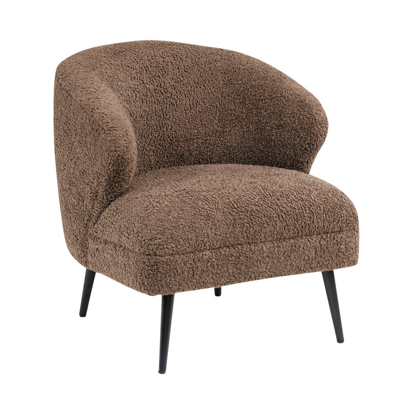 Chaise d'appoint avec rembourrage bouclé brun et mousse de contreplaqué, Brun