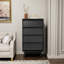 La commode double à 4 tiroirs présente un style rétro et un design biseauté-1757402926