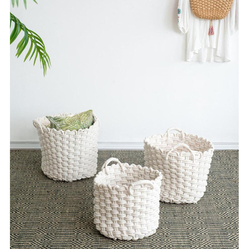 Becka Fabric Basket With Handles - Set of 3