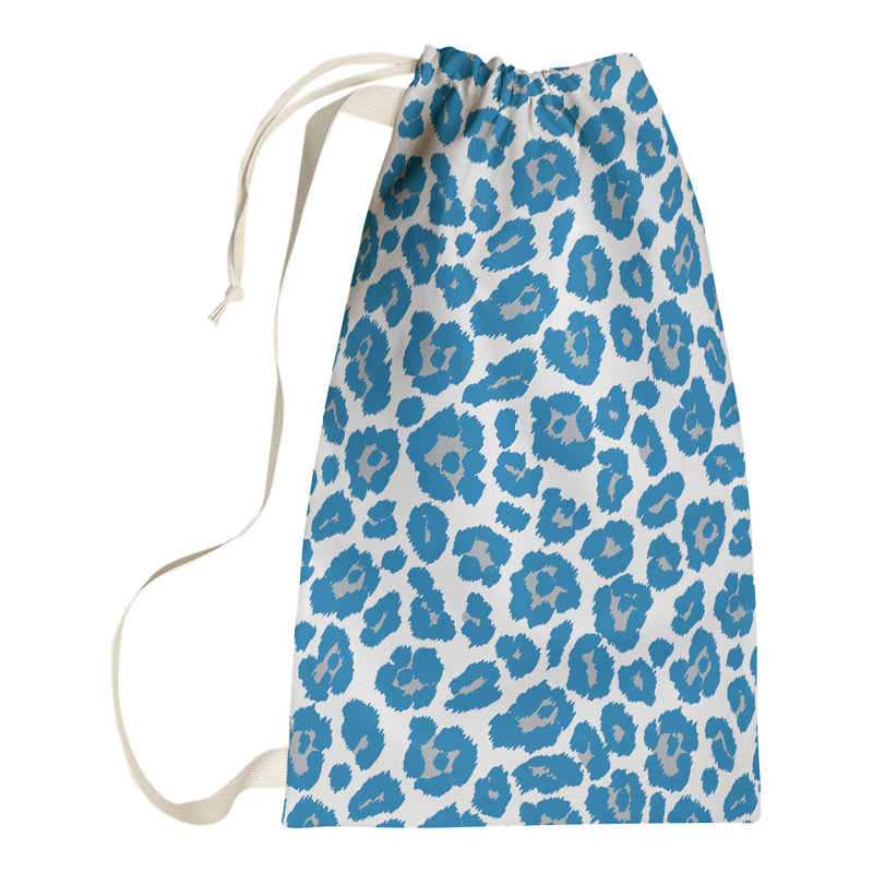 Fabric Laundry Bag with Handles, 36" H x 28" W, White/Blue/Gray, Carolina