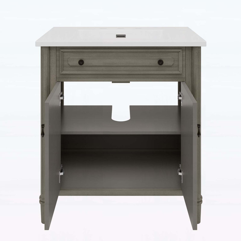 31-Inch Vintage Bathroom Vanity with Sink, Antique Gray