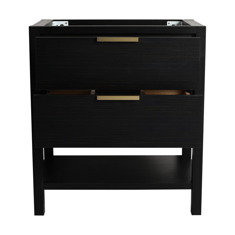 Meuble-lavabo autoportant en châtaignier noir, contreplaqué 30 po avec armoire de meuble-lavabo 2 tiroirs, fermeture en douceur