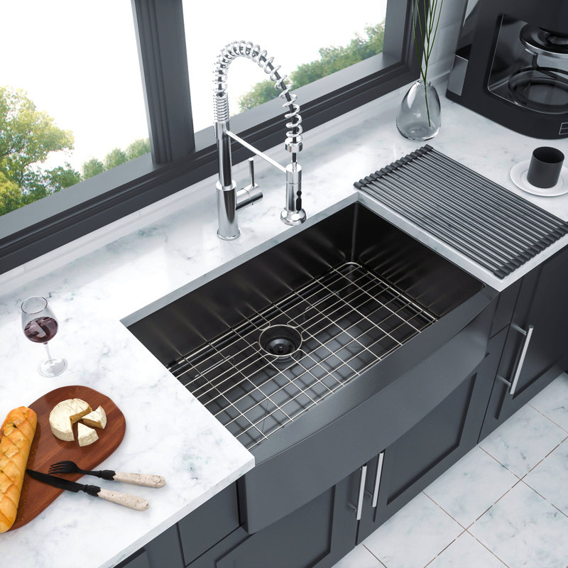 30 Black Farmhouse Sink 30X21X10 Stainless Steel Apron Front Kitchen Sink Gunmetal Black 16 Gauge 10 Inch Deep Single Bowl