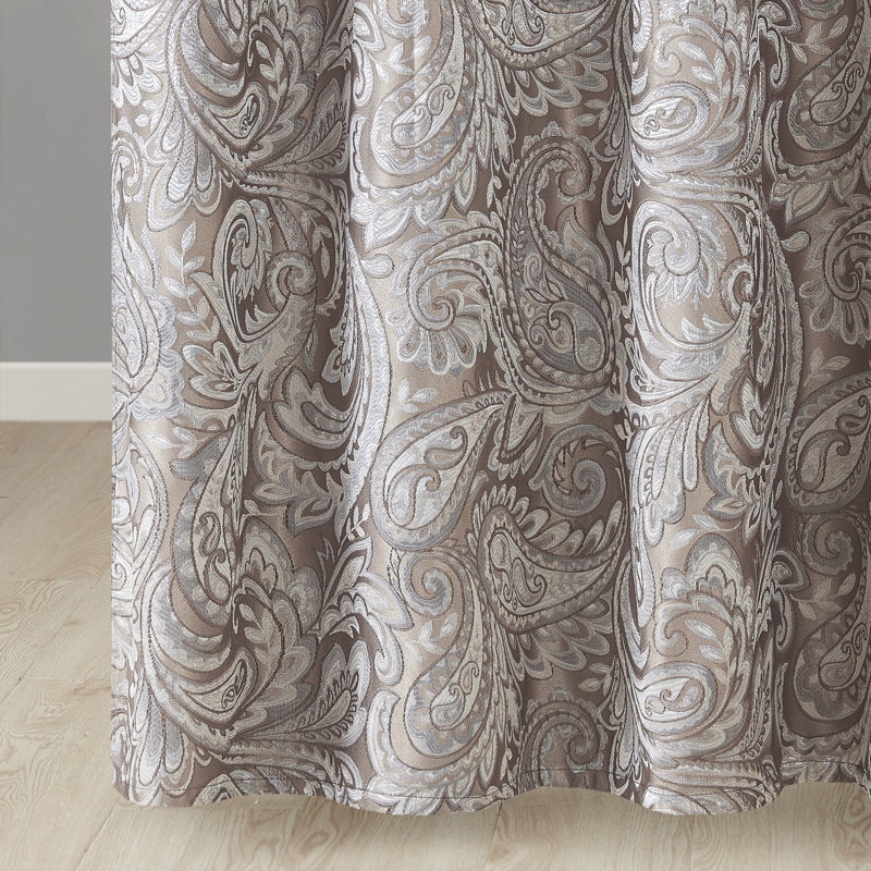 Rideau de douche en jacquard Aubrey, Bleu / brun, H 72 po x l 72 po