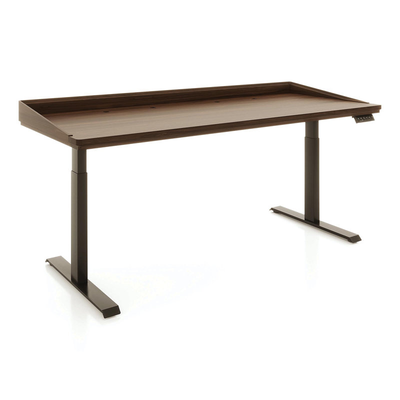 Odin Home Office Solid Wood Standing Desk, 51" H x 72" W x 30" D, Black, Natural Walnut