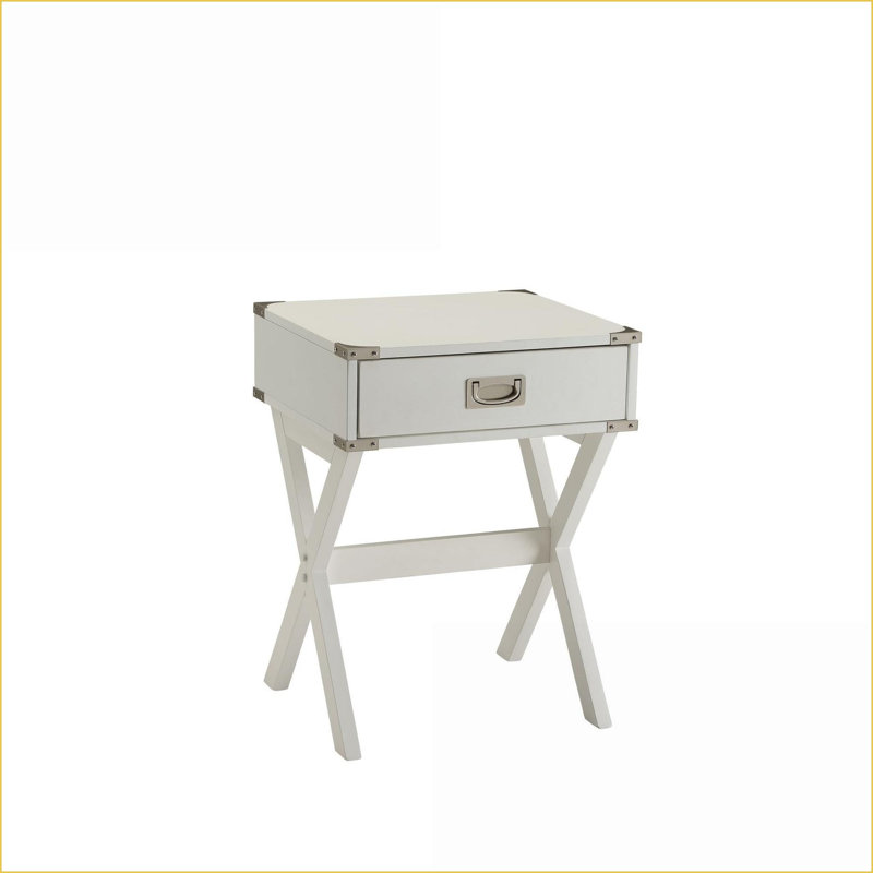 Table basse carrée blanche avec tiroir de rangement - Table d'appoint de salon peu encombrante, capacité de poids maximale de 40 lb