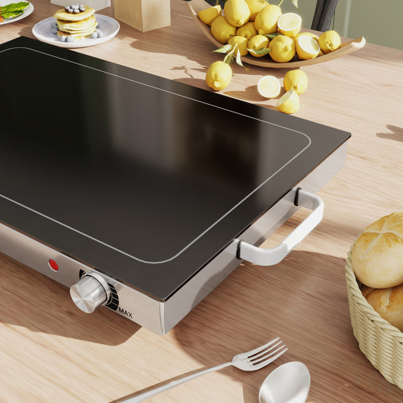HOMCOM Electric Warming Tray with Adjustable Temperature, Cool-Touch Handles, and Non-Slip Feet for Parties and Gatherings