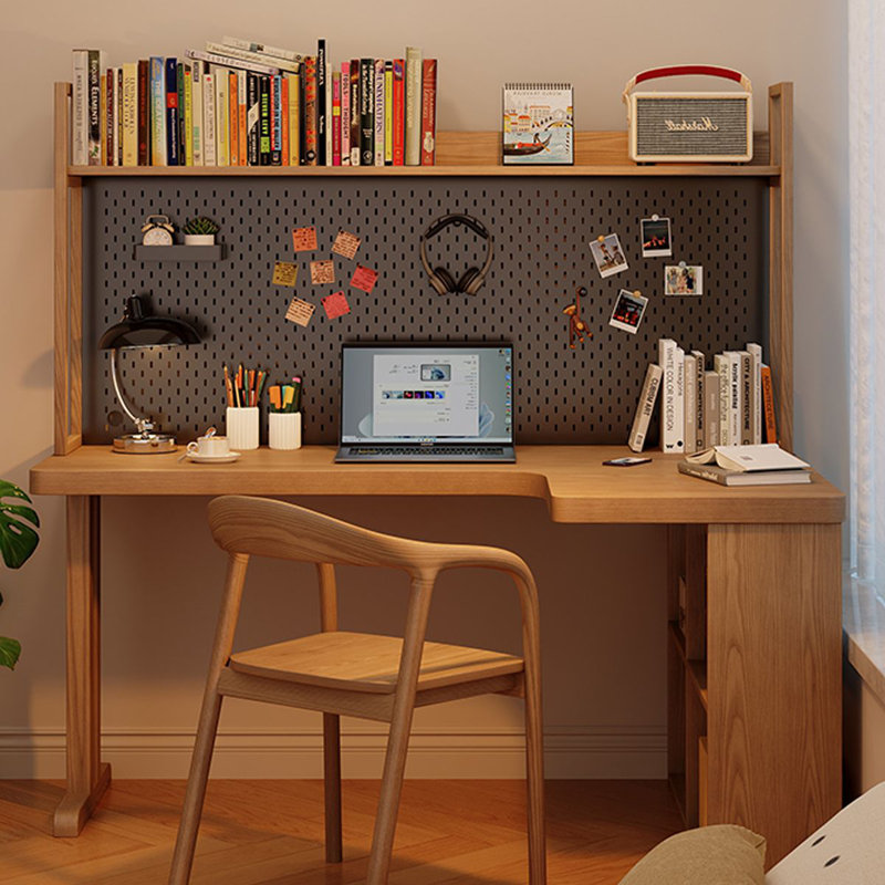 Bureau en L en bois massif Burlywood, bureau, H 61,02 po x l 78,74 po x P 55,12 po, Retour à droite