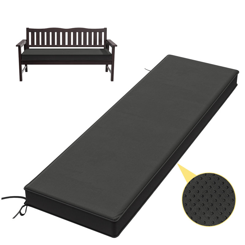 3" Thick Anti-Slip Bench Cushion For Indoor And Outdoor Use, 60" W x 18" D, Black