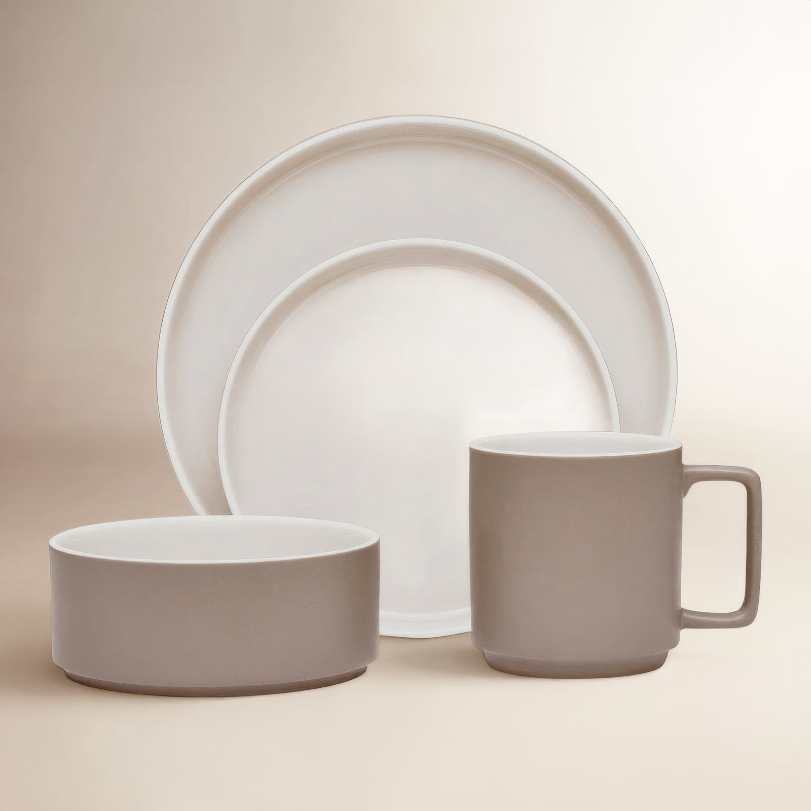 ColorTrio Porcelain Dinnerware Set - Service for 1, Clay