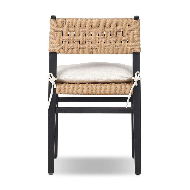 Hamlin Dining Chair With Cushion-Dover Crescent, Distressed Black Ash