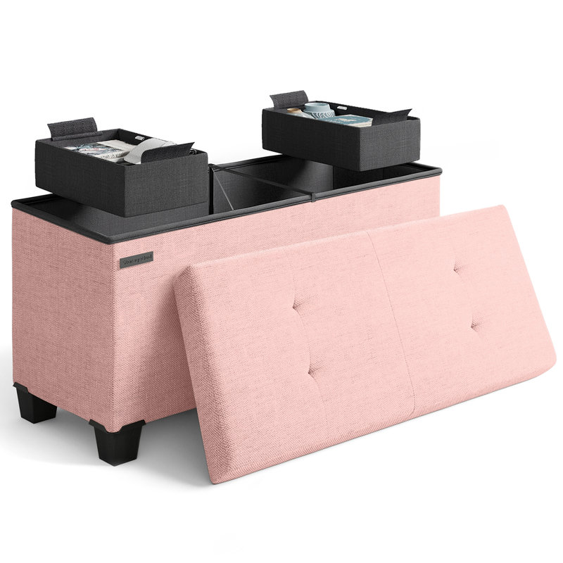 Banc de rangement avec repose-pieds Vérrant, H 15 po x l 30 po x P 15 po, Pink
